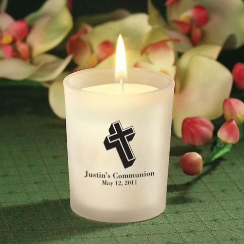 Silkscreened Personalized Frosted Glass Candle Holders (Religious)