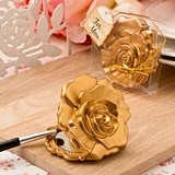 FashionCraft Ornate Rose Design Compact Mirror with Matte-Gold Finish