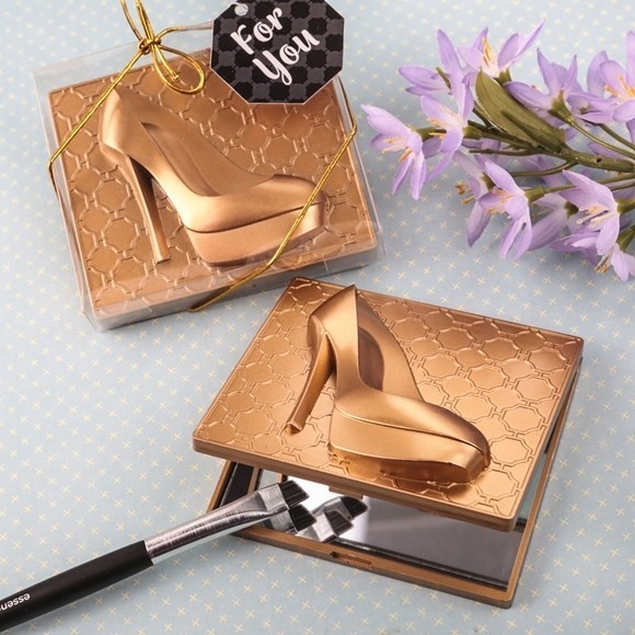 FashionCraft Rose Gold-Finish High Heel Shoe Design Compact Mirror