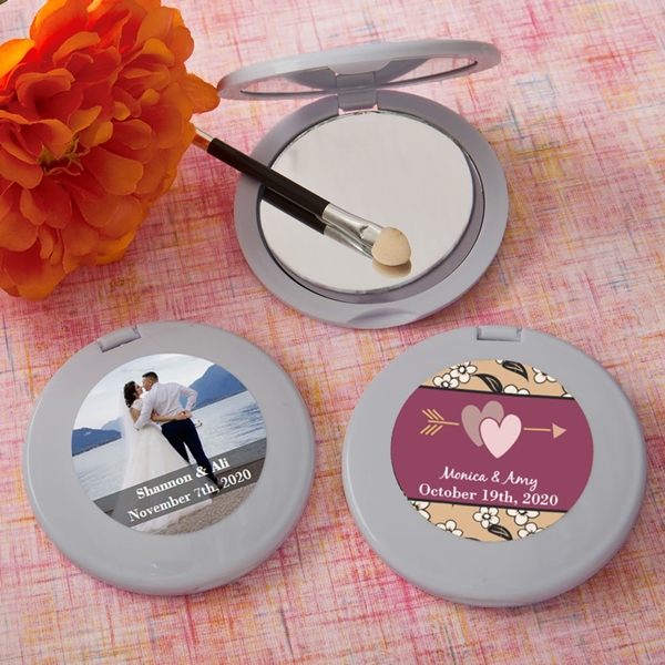 FashionCraft Expressions Collection Personalized Silver Compact Mirror