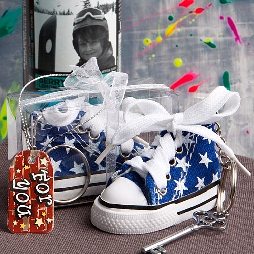 FashionCraft Oh So Cute Blue Star Print Baby Sneaker Key Chain