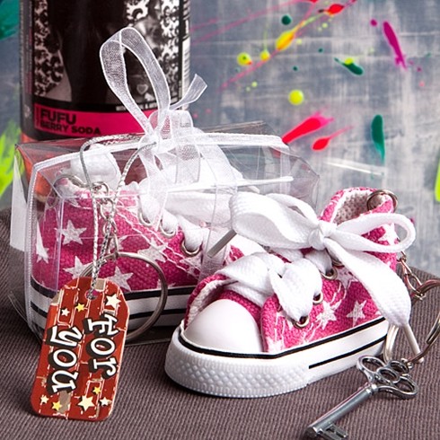 FashionCraft Oh So Cute Pink Star Print Baby Sneaker Key Chain