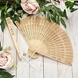 FashionCraft Intricately-Carved Sandalwood Folding Fan Favor