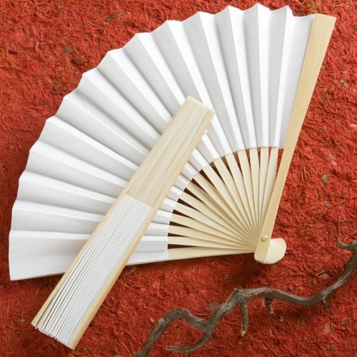 FashionCraft Elegant White Folding Paper Fan Favor