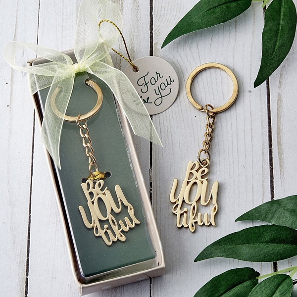 FashionCraft Be-YOU-tiful Design Gold-Colored-Metal Key Chain