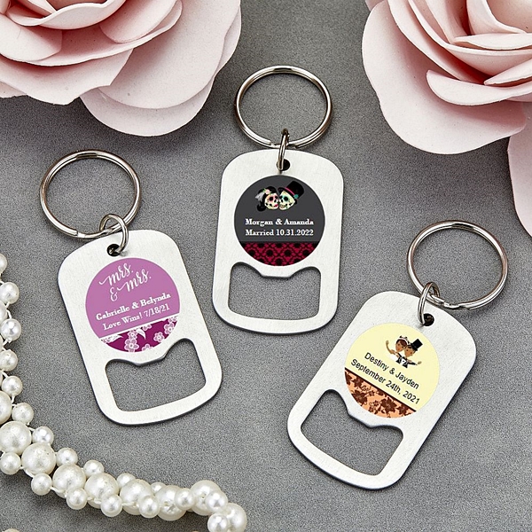 Personalized Stainless-Steel Keychain Bottle Opener (Wedding Designs)