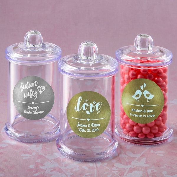 Personalized Metallics Collection Acrylic Apothecary Jar w/ Handle Lid