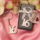 FashionCraft Bold Rhinestone-Accented Sweet 16 Keyring