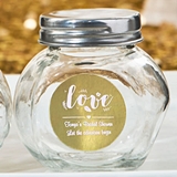 Personalized Metallics Collection Glass Candy Jar with Metal Lid