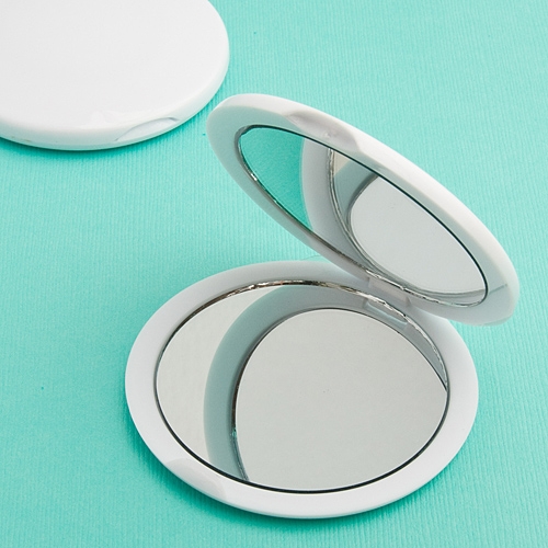 FashionCraft Perfectly Plain Collection White Polyresin Compact Mirror