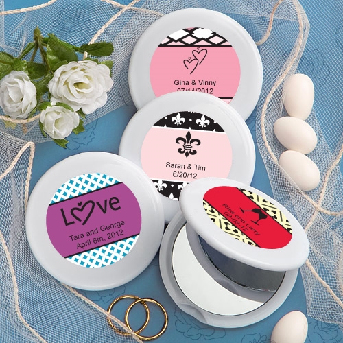 FashionCraft Expressions Collection Personalized White Compact Mirror