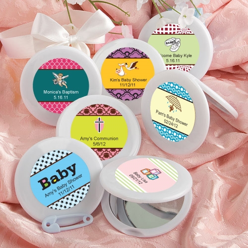 Expressions Collection Personalized White Compact Mirror (Baby Shower)