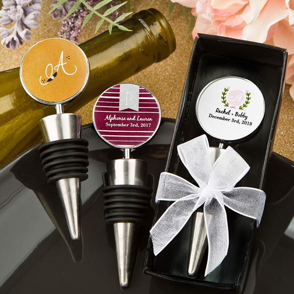 FashionCraft Wine Bottle Stoppers with Monogram Design Stickers