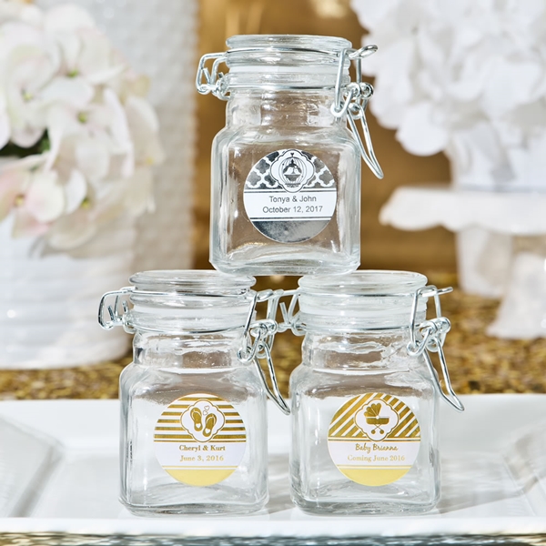 Personalized Metallics Collection Apothecary Glass Jar with Hinged Lid