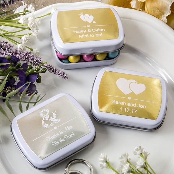 FashionCraft Personalized Metallics Collection White Mint Tins
