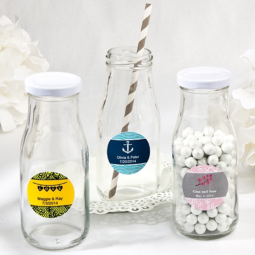 Personalized Expressions Collection Vintage Style Milk Bottle with Lid