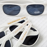FashionCraft White UV400 Sunglasses with Personalized Metallic Sticker