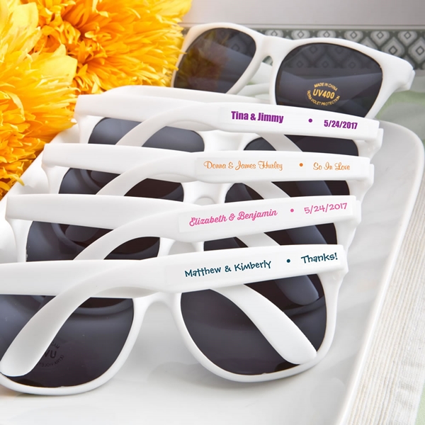 FashionCraft White UV400 Sunglasses with Personalized Stickers