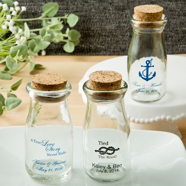 Design Your Own Personalized Vintage Milk Bottles with Round Cork Tops