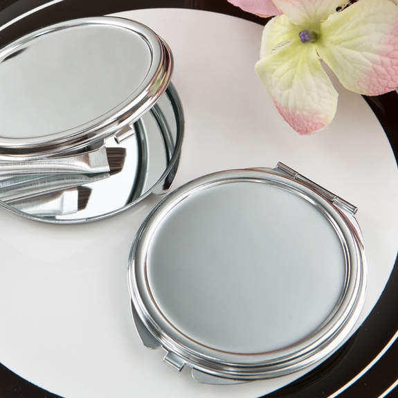 FashionCraft Perfectly Plain Collection Silver Metal Compact Mirror