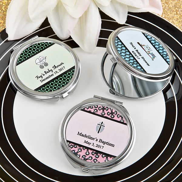 Personalized Expressions Silver-Metal Compact Mirror (Baby Shower)