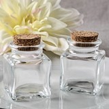 Perfectly Plain Collection Square Class Treat Jar with Cork Stopper