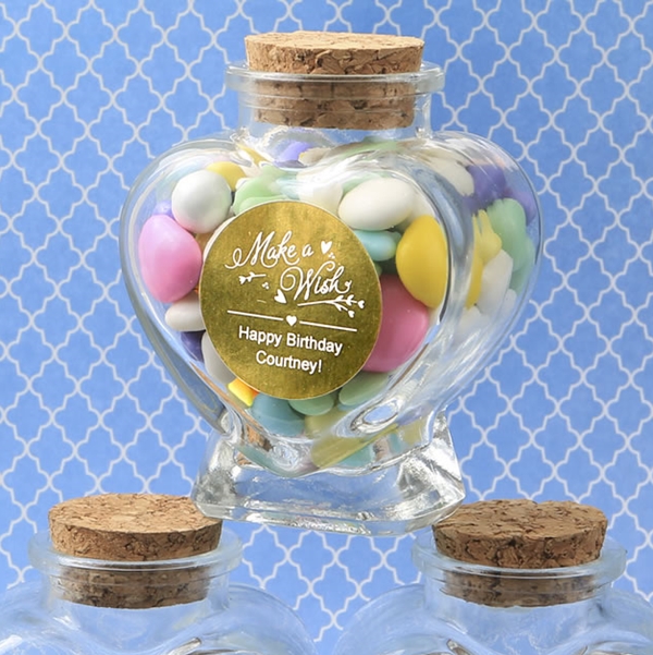 Personalized Metallics Collection Heart-Shaped Glass Jar (Birthday)