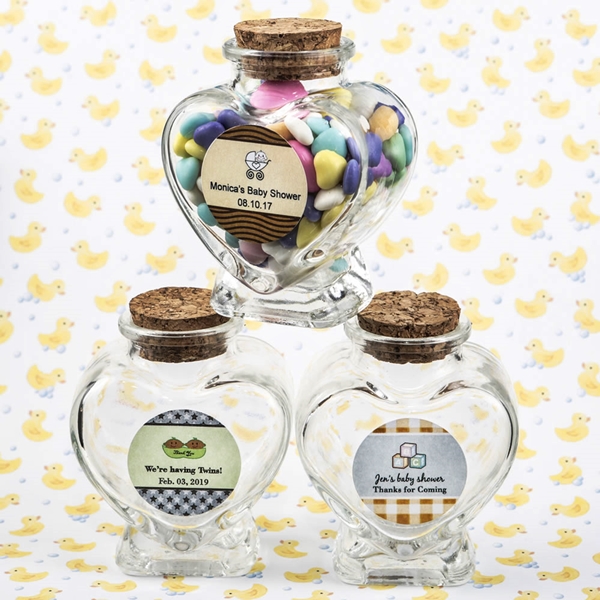 Personalized Expressions Heart-Shaped Glass Jar (Baby Shower Designs)