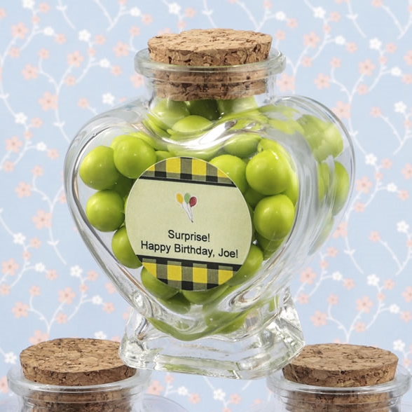 Personalized Expressions Heart-Shaped Glass Jar (Birthday Designs)