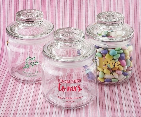 Screen-Printed Personalized Mini Glass Cookie Jar with Sealed Cover