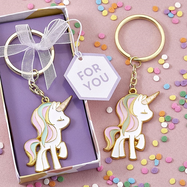 FashionCraft Adorable Unicorn Design Gold-Plated Metal Keychain