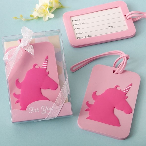 FashionCraft Pink Unicorn Design Rubber Luggage Tag