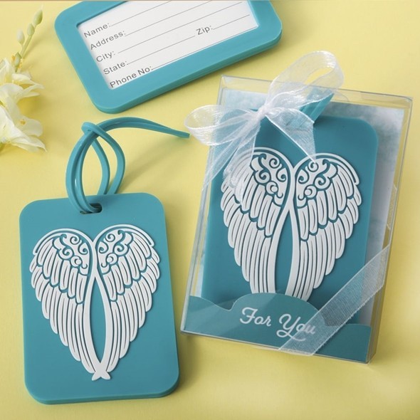 FashionCraft Turquoise Guardian Angel Wings Design Rubber Luggage Tag