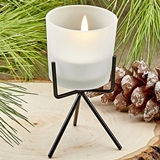 FashionCraft Frosted Glass Votive Candle Holder with Black Metal Stand