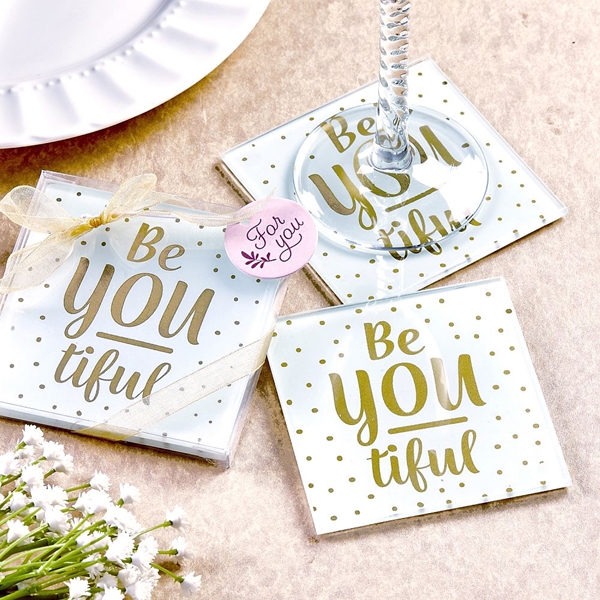 FashionCraft "Be-You-tiful" Glass Coasters (Set of 2)