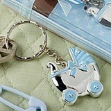 FashionCraft Key Chain with Blue Baby Carriage-Shaped Charm