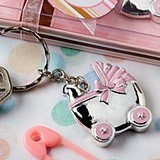 FashionCraft Key Chain with Pink Baby Carriage-Shaped Charm
