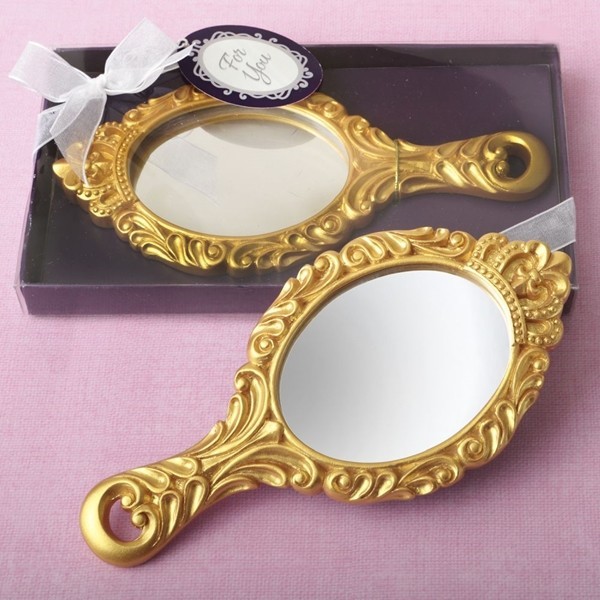 FashionCraft Matte Gold-Colored  'Make It Royal' Princess Hand Mirror