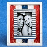Distressed Wood Red White & Blue with Metal Inner Border 4x6 Frame