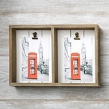 FashionCraft Distressed Wood Double Box Frame with Two Holder Clips