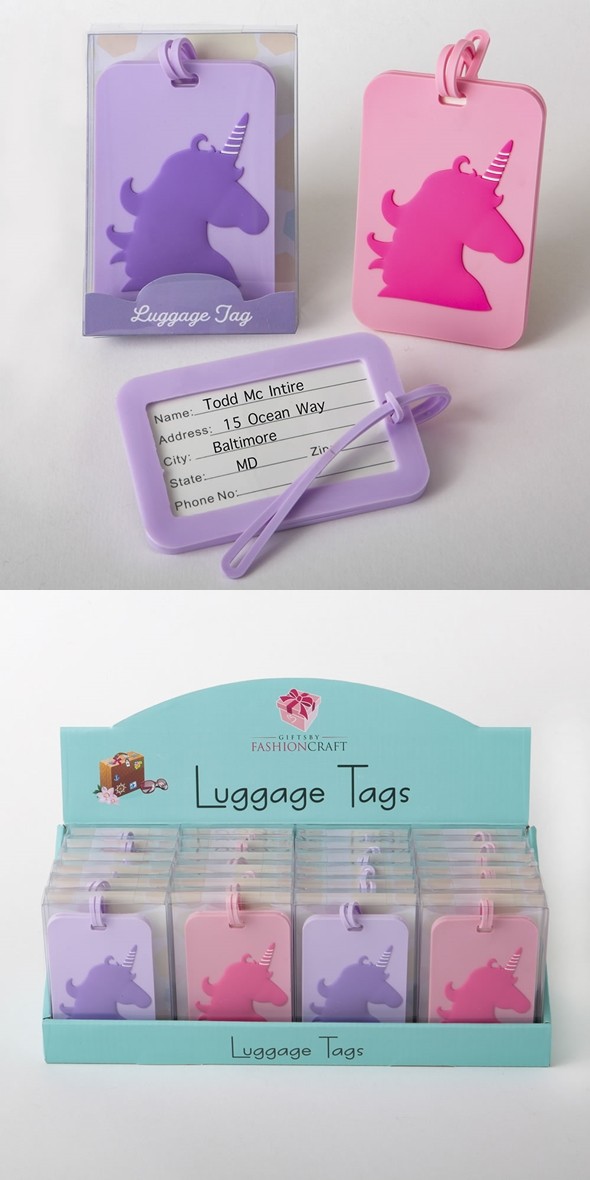 FashionCraft Unicorn Design Rubber Luggage Tags (2 Colors; Set of 24)