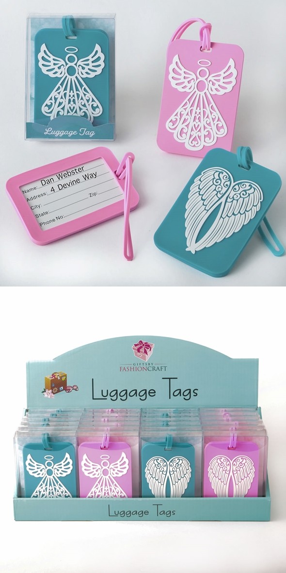 Angel & Angel Wings Rubber Luggage Tags (Assorted Designs; Set of 24)