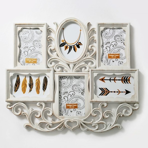 FashionCraft Antique-Ivory-Colored Wall Collage Frame with 6 Openings
