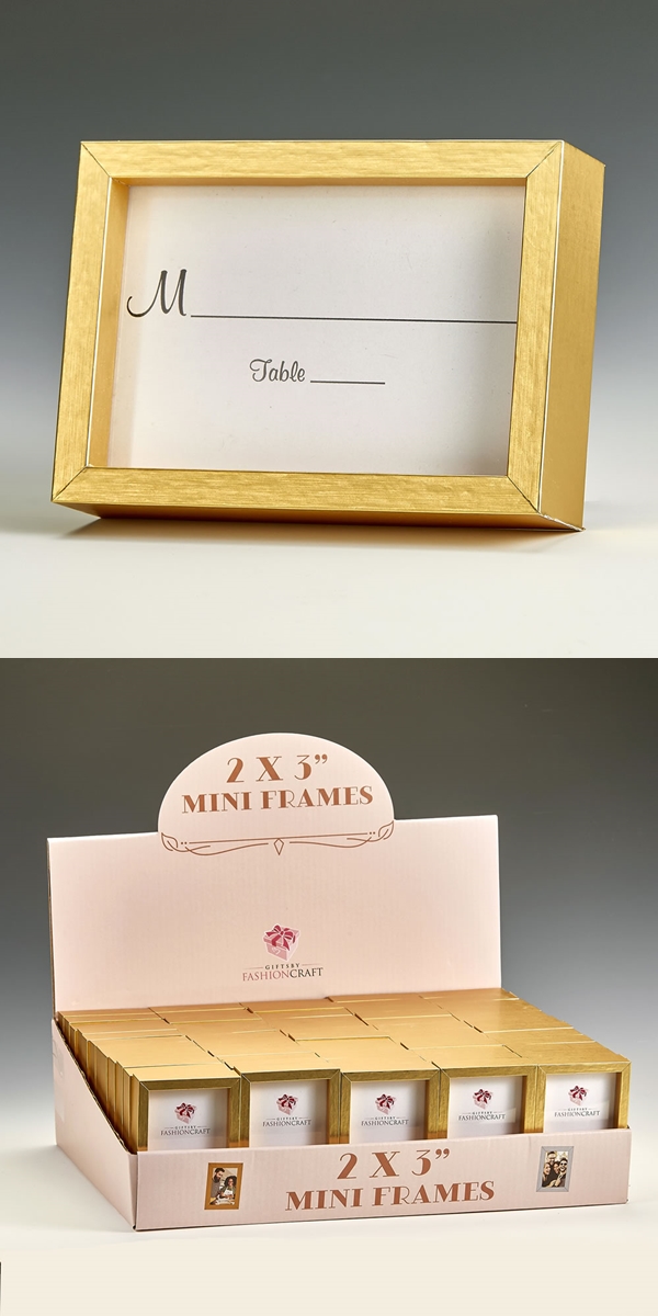 Gold-Finish Wood 2x3 Picture Frame/Place Card Holders (Set of 60)