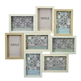 FashionCraft Light with White Wood Puzzle Collage Frame - 8 Openings