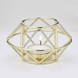 Gold-Metal Hexagon Geometric Design Tealight/Votive Candle Holder