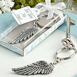 FashionCraft Antiqued-Silver-Finish Angel's Wing-Shaped Keychain