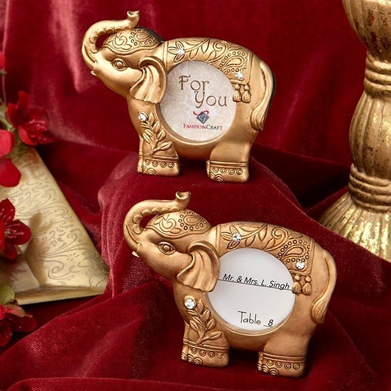 Good Luck Golden Elephant-Shaped Picture Frame/Place Card Holder