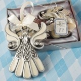 FashionCraft Shimmering Ivory-Inlaid Enamel Angel Ornament in Gift-Box