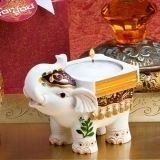 FashionCraft Ivory-Colored Good Luck Elephant Candle Holder